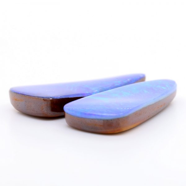 Blue and Green Unset Solid Australian Boulder Opal Pair