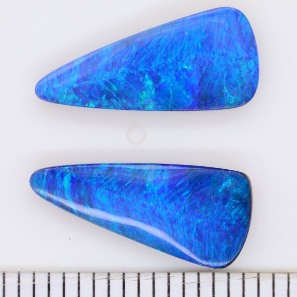 Blue and Green Unset Solid Australian Boulder Opal Pair