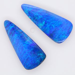 Blue and Green Unset Solid Australian Boulder Opal Pair