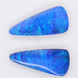 Blue and Green Unset Solid Australian Boulder Opal Pair