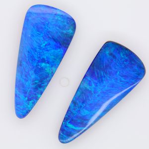 Blue and Green Unset Solid Australian Boulder Opal Pair