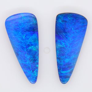 Blue and Green Unset Solid Australian Boulder Opal Pair