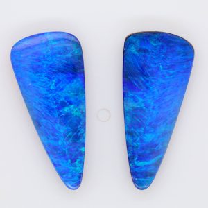 Blue and Green Unset Solid Australian Boulder Opal Pair