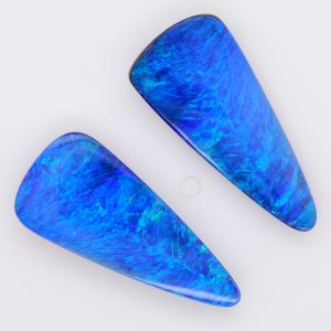 Blue and Green Unset Solid Australian Boulder Opal Pair