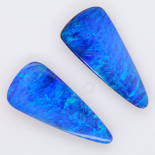 Blue and Green Unset Solid Australian Boulder Opal Pair