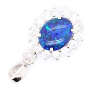Blue Green Sterling Silver Australian Triplet Opal Pendant Necklace