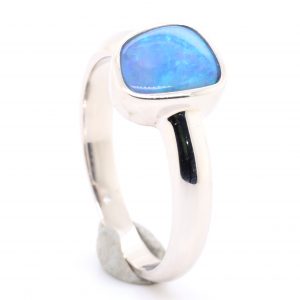 Blue and Green Sterling Silver Solid Australian Boulder Opal Ring