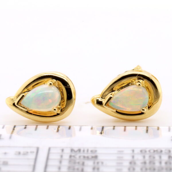 Blue Green Pink Yellow Gold Solid Australian Crystal Opal Stud Earrings