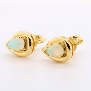 Blue Green Pink Yellow Gold Solid Australian Crystal Opal Stud Earrings