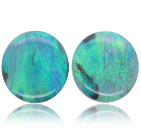 Blue and green Unset Solid Black Opal pair