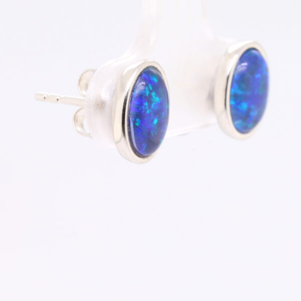 Purple Blue Sterling Silver Australian Triplet Opal Stud Earrings
