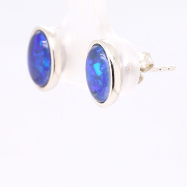 Purple Blue Sterling Silver Australian Triplet Opal Stud Earrings