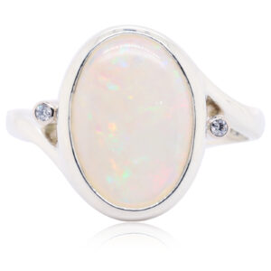 White Crystal Opal Ring