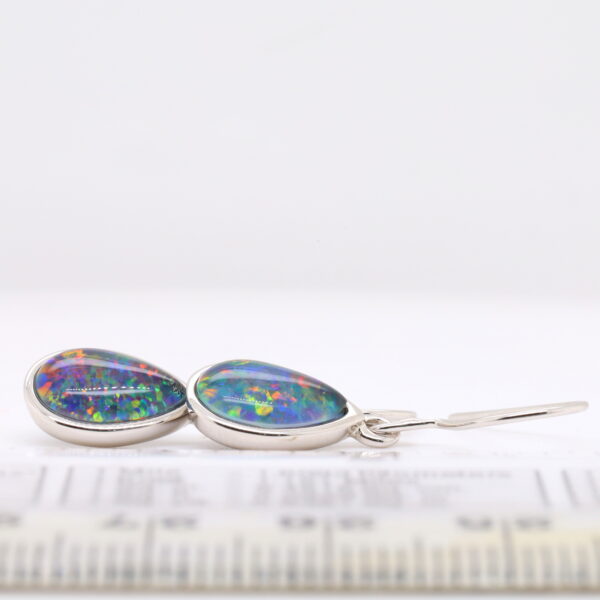 Red Blue Sterling Silver Australian Triplet Opal Drop Earrings