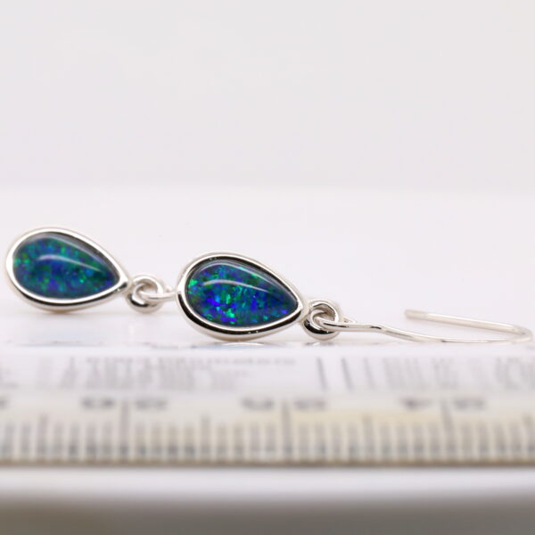 Green Blue Sterling Silver Australian Triplet Opal Stud Earrings