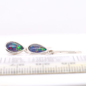 Green Blue Sterling Silver Australian Triplet Opal Stud Earrings