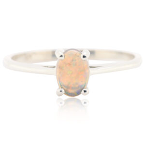 Blue Pink and Green White Gold Solid Australian Crystal Opal Engagement Ring