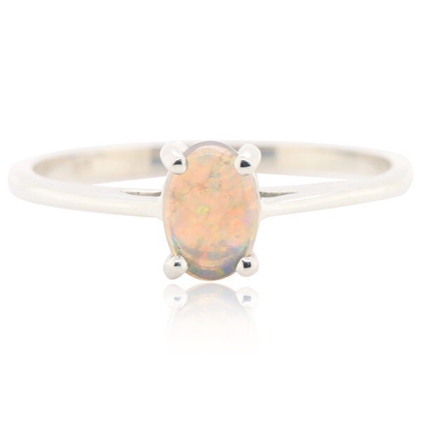 Blue Pink and Green White Gold Solid Australian Crystal Opal Engagement Ring