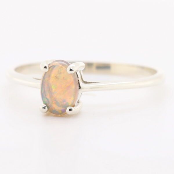 Blue Pink and Green White Gold Solid Australian Crystal Opal Engagement Ring