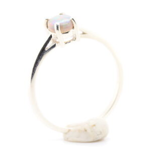 Blue Pink and Green White Gold Solid Australian Crystal Opal Engagement Ring