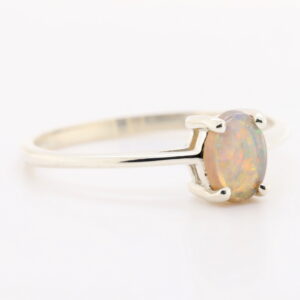 Blue Pink and Green White Gold Solid Australian Crystal Opal Engagement Ring