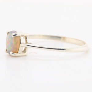 Blue Pink and Green White Gold Solid Australian Crystal Opal Engagement Ring