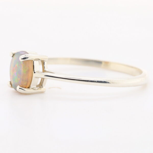 Blue Pink and Green White Gold Solid Australian Crystal Opal Engagement Ring