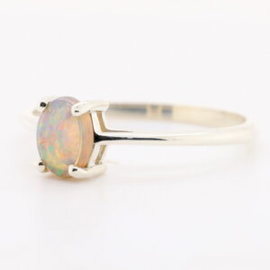 Blue Pink and Green White Gold Solid Australian Crystal Opal Engagement Ring