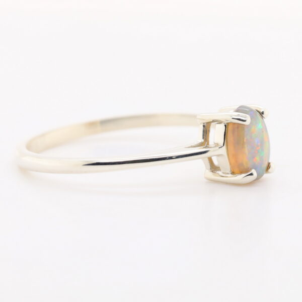 Blue Pink and Green White Gold Solid Australian Crystal Opal Engagement Ring