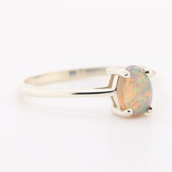 Blue Pink and Green White Gold Solid Australian Crystal Opal Engagement Ring