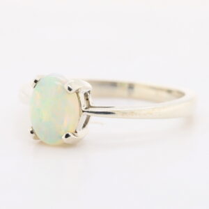 Blue Pink and Green White Gold Solid Australian Crystal Opal Engagement Ring