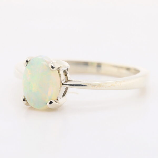 Blue Pink and Green White Gold Solid Australian Crystal Opal Engagement Ring