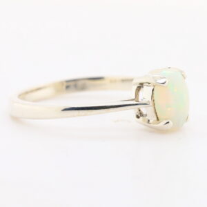 Blue Pink and Green White Gold Solid Australian Crystal Opal Engagement Ring