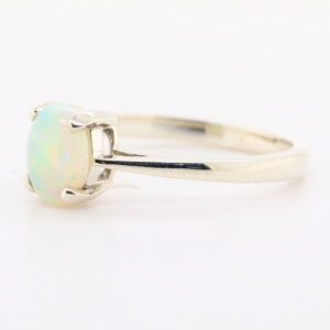 Blue Pink and Green White Gold Solid Australian Crystal Opal Engagement Ring