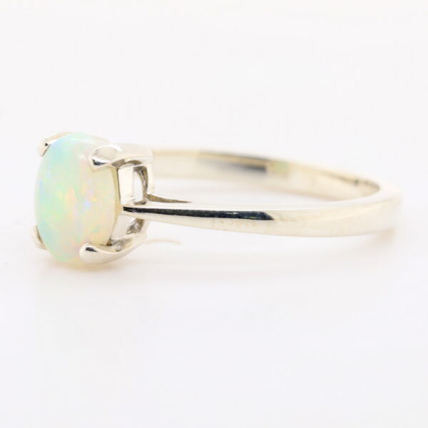 Blue Pink and Green White Gold Solid Australian Crystal Opal Engagement Ring