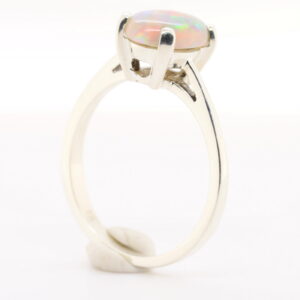 Red Blue Green White Gold Solid Australian Semi Black Opal Engagement Ring