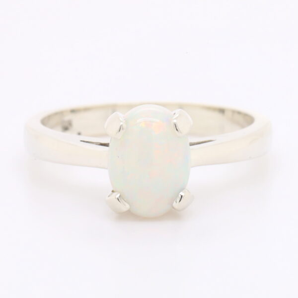 Blue Pink and Green White Gold Solid Australian Crystal Opal Engagement Ring