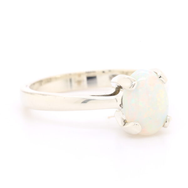 Blue Pink and Green White Gold Solid Australian Crystal Opal Engagement Ring