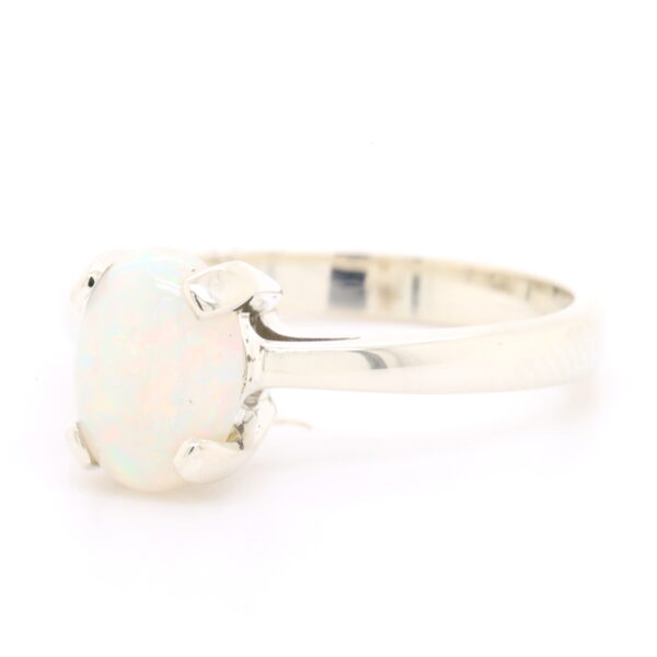 Blue Pink and Green White Gold Solid Australian Crystal Opal Engagement Ring