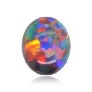 yellow, green, red, blue, purple and orange Unset Solid Black Opal