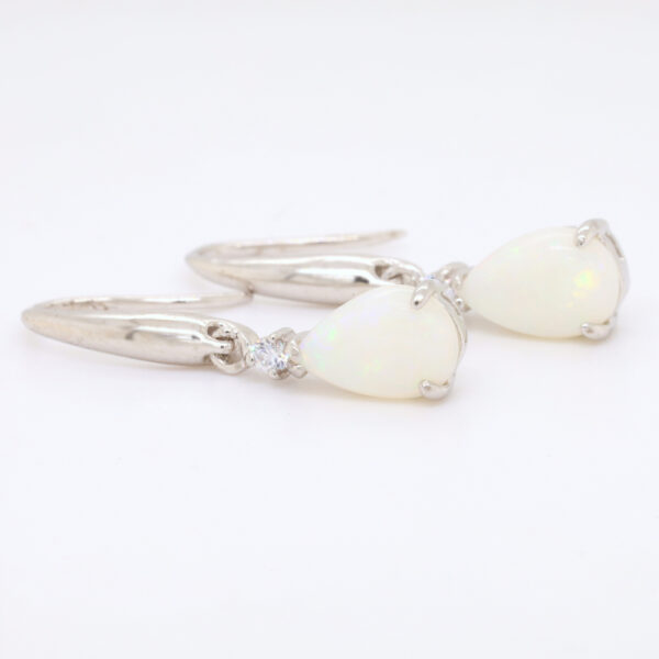 Sterling Silver Blue Green Pink Solid Australian White Opal Drop Earrings
