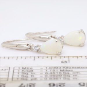 Sterling Silver Blue Green Pink Solid Australian White Opal Drop Earrings