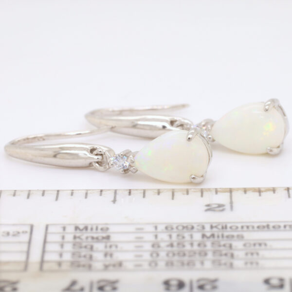 Sterling Silver Blue Green Pink Solid Australian White Opal Drop Earrings