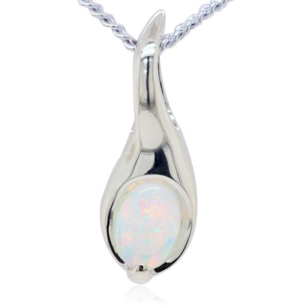 White Gold Blue Pink Green Solid Australian Crystal Opal Necklace Pendant