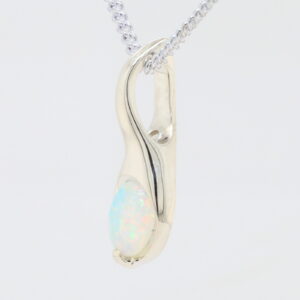 White Gold Blue Pink Green Solid Australian Crystal Opal Necklace Pendant