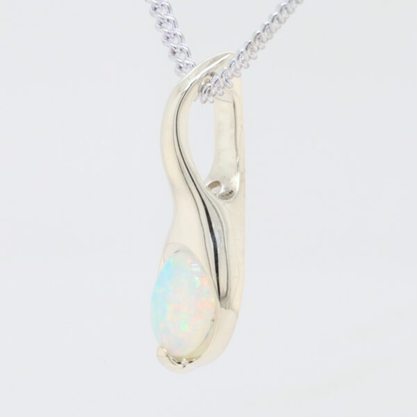 White Gold Blue Pink Green Solid Australian Crystal Opal Necklace Pendant