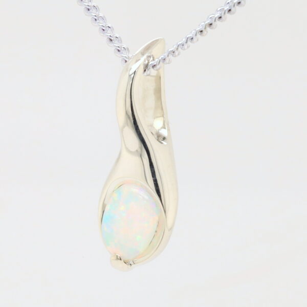 White Gold Blue Pink Green Solid Australian Crystal Opal Necklace Pendant