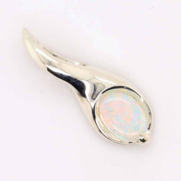 White Gold Blue Pink Green Solid Australian Crystal Opal Necklace Pendant