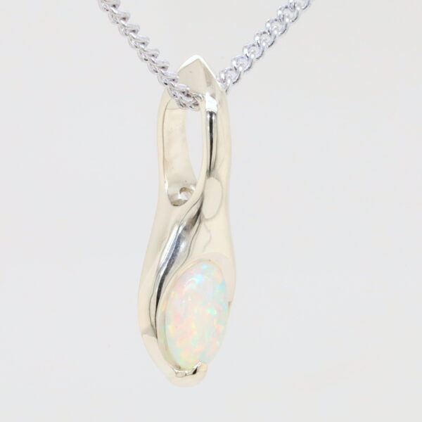 White Gold Blue Pink Green Solid Australian Crystal Opal Necklace Pendant