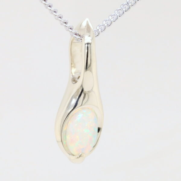 White Gold Blue Pink Green Solid Australian Crystal Opal Necklace Pendant